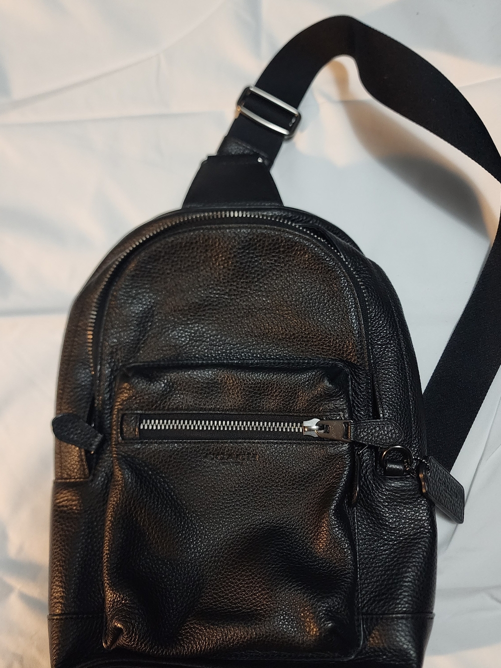 Coach Black Pebbled Leather Sling Belt Bag - Picture 2 of 4
